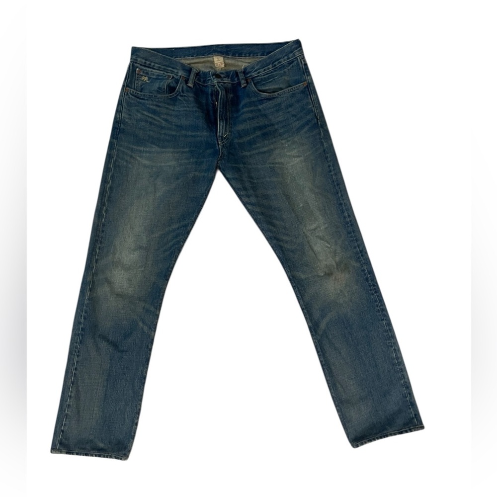 Men's Slim Straight Jeans in Faded Blue Denim